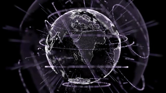 Animation of the Earth's rotation with lite rays and dept of field
