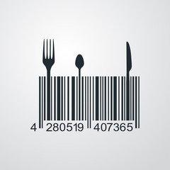 Icono plano codigo de barras cubiertos en fondo degradado