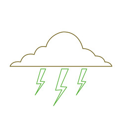 cloud lightning bolt storm natural climate vector illustration green line