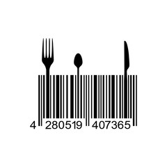 Icono plano codigo de barras cubiertos negro en fondo blanco