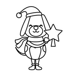 Christmas cute dog cartoon icon vector illustration graphic design