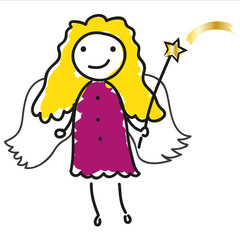 Frohe Weihnachten, Christkind, süßer Engel mit goldenen Haaren und Heiligenschein, xmas, x mas, x-mas, Strichfigur, Schutzengel, Schutz, Glücksbringer