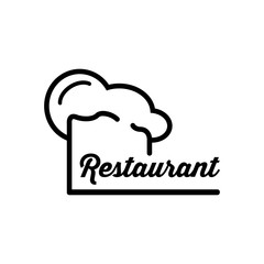 Logotipo gorro cocinero con Restaurant negro en fondo blanco
