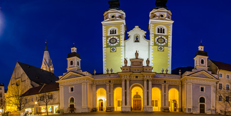 night view of the cathedral of Bressanone