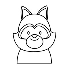 Cute raccoon head cartoon icon vector illustration graphic design