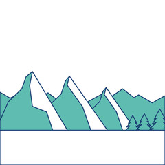 landscape natural peak mountains snow tree pine vector illustration