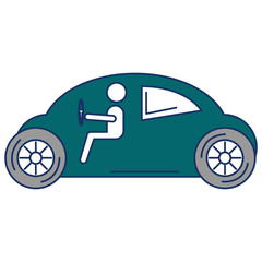 modern car with driver silhouette vector illustration design