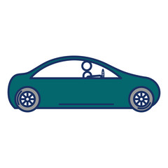 modern car with driver silhouette vector illustration design