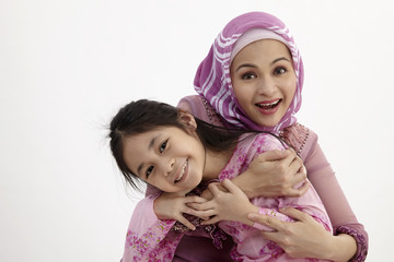 loving mother and daughter