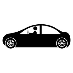 modern car with driver silhouette vector illustration design