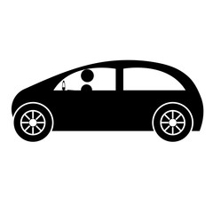 modern car with driver silhouette vector illustration design