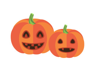 Pumpkins with Triangular Eyes and Sharp Canines