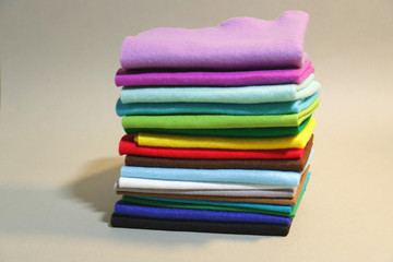 colorful composition with brush paints and felt