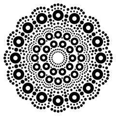 Mandala bohemian vector dot painting, Aboriginal dot art, retro folk design inspired by traditional art from Australia