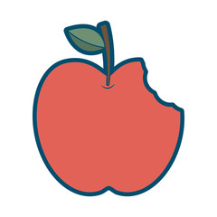 apple with green leaf and bite food vector illustration