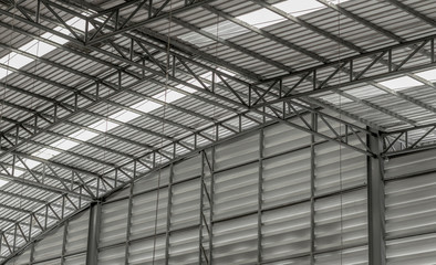 under factory steel roof daytime