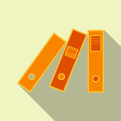 Blank folder color, include 3 files in flat style with shadow. Bend card flyer for business presentation illustration. Box for information