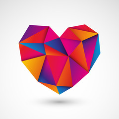 kolorowe serce origami wektor - obrazy, fototapety, plakaty