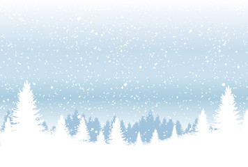 Backdrop with winter forest