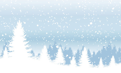 Backdrop with winter forest