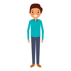 young man standing happy smile character vector illustration