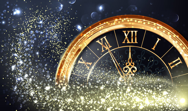 Happy New 2018 Year Background with Clock
