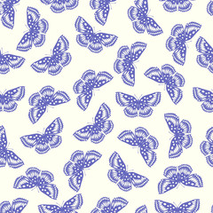 Butterfly vector illustration on a seamless pattern background