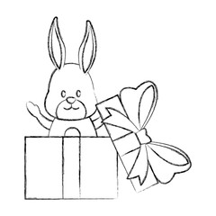 Bunny in giftbox icon vector illustration graphic design