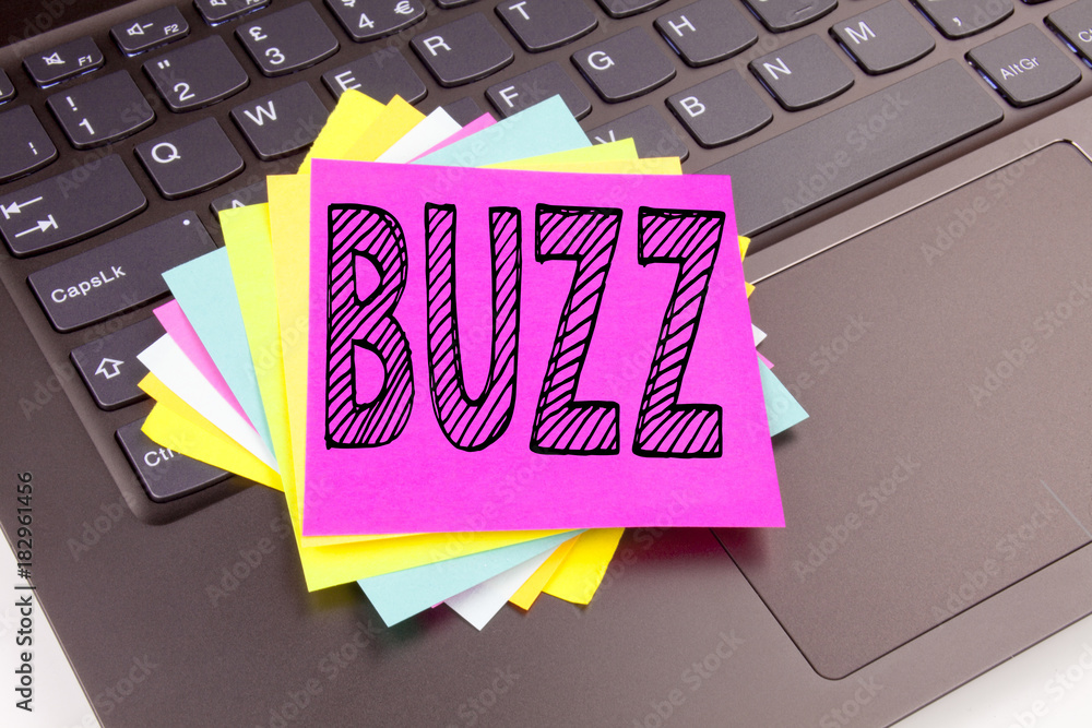Fototapete writing buzz text made in the office close-up on laptop computer keyboard. business concept for buzz