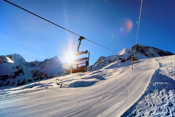 Fototapeta premium Early morning in ski resort