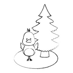 Bird with christmas tree icon vector illustration graphic design