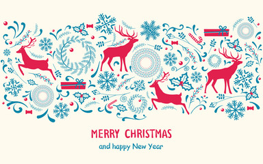 Merry Christmas Poster on Vector Illustration