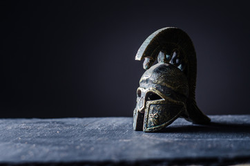 roman helmet on a black background