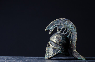 roman helmet on a black background