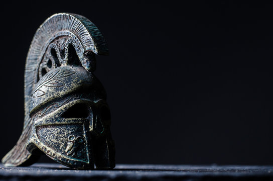 roman helmet on a black background