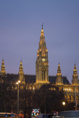 Fototapeta na wymiar Vienna, Austria, December 31, 2013: The City Hall of Vienna, Austria 