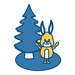 Bunny with christmas tree icon vector illustration graphic design