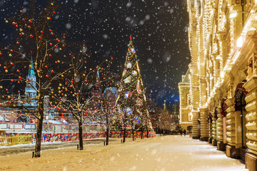 Christmas in Moscow. New Year's decorated Red Square