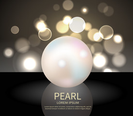 Huge White Shiny Pearl Vector Illustration