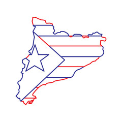 map of catalonia and flag patriotism independence vector illustration