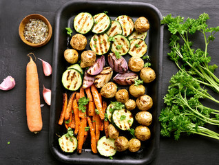 Grilled vegetables, top view