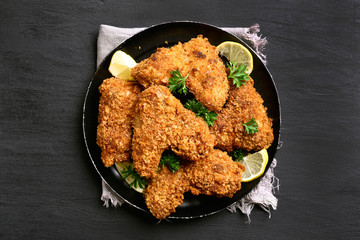 Fried breaded chicken wings