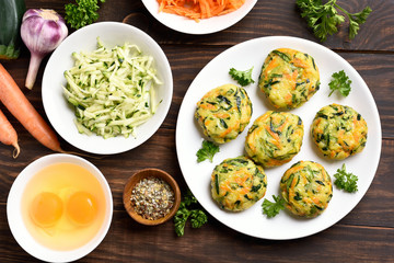 Vegetarian cutlet from carrot, zucchini, potato