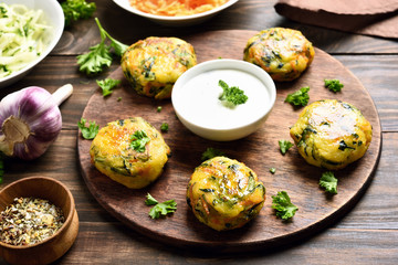 Vegetable cutlet from carrot, zucchini, potato