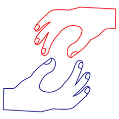 two human hands gesture support design vector illustration