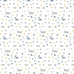 Chritmas pattern background with word deer stars text