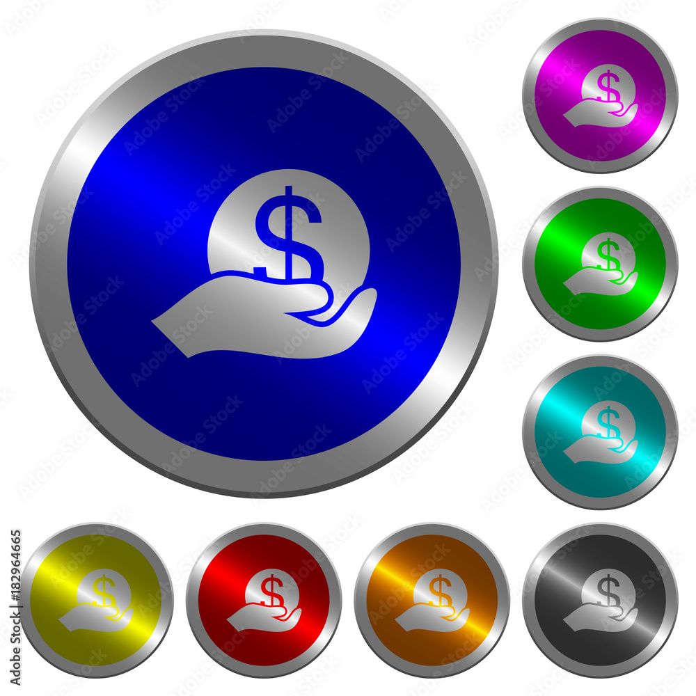 Poster save money luminous coin-like round color buttons