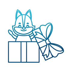 Fox in gift box icon vector illustration graphic design