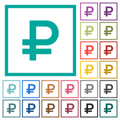 Obraz premium Ruble sign flat color icons with quadrant frames