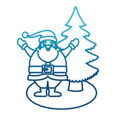 Santa with christmas tree icon vector illustration graphic design